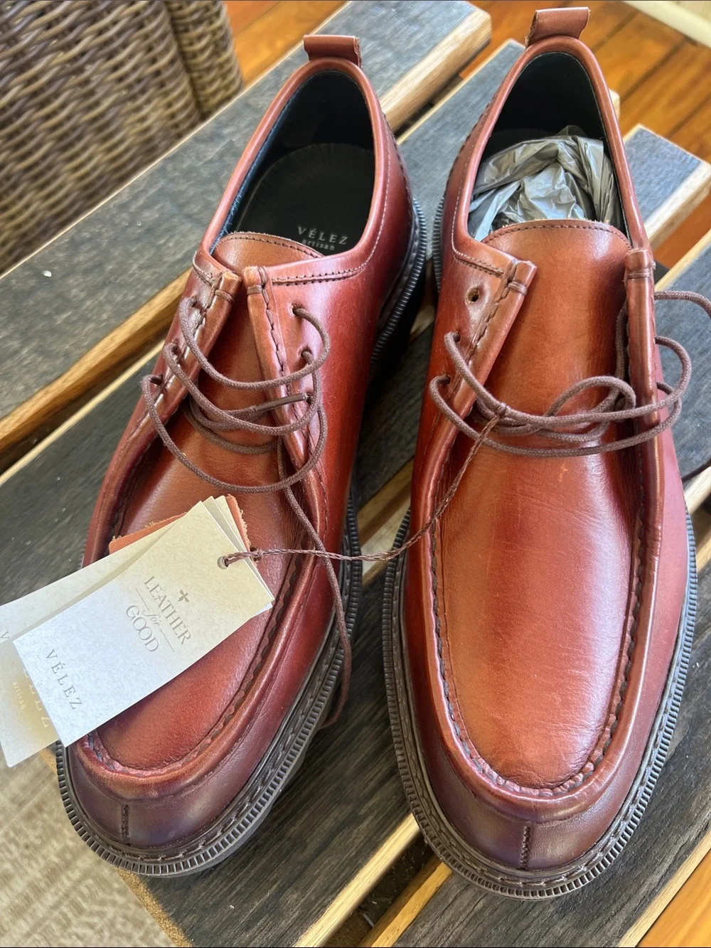 Men's Leather Derby Shoes in rich Brown European 43 U.S. 10